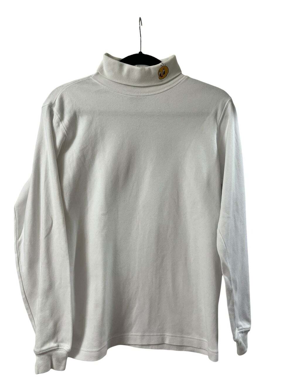 Vintage WB Tweety Bird 100% Cotton Quirky Y2K 90s Retro White Turtleneck Shirt-M - Picture 1 of 5